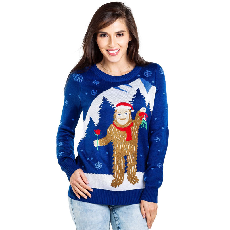 Romantic Women Christmas Sweater Round Neck